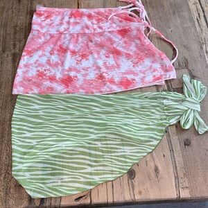 Two Swim Cover-up Skirts one in Tye Dye and one in Zebra Stripes | M
